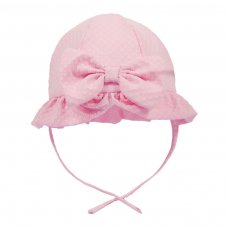 H68-P: Pink Hat w/Bow (0-24 Months)